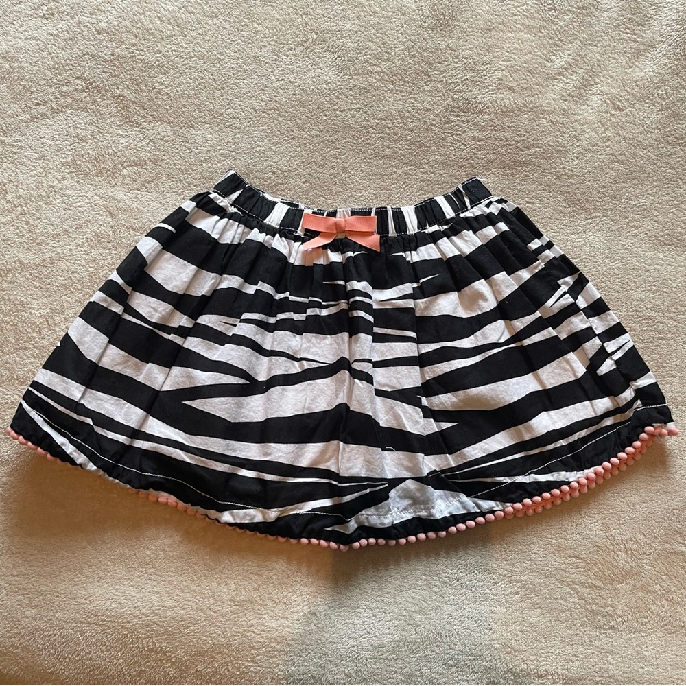 Girls Zebra Print Cotton Skirt with Pink Trim – Size 5